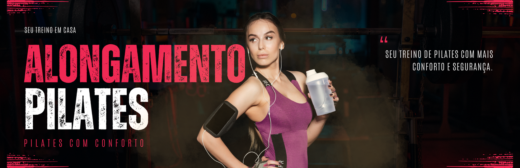 Equipamentos para Treinar em Casa | Acessórios para Treino em Casa 2 Banners promocionais para loja Malhada em Casa Pilates para Treino em Casa